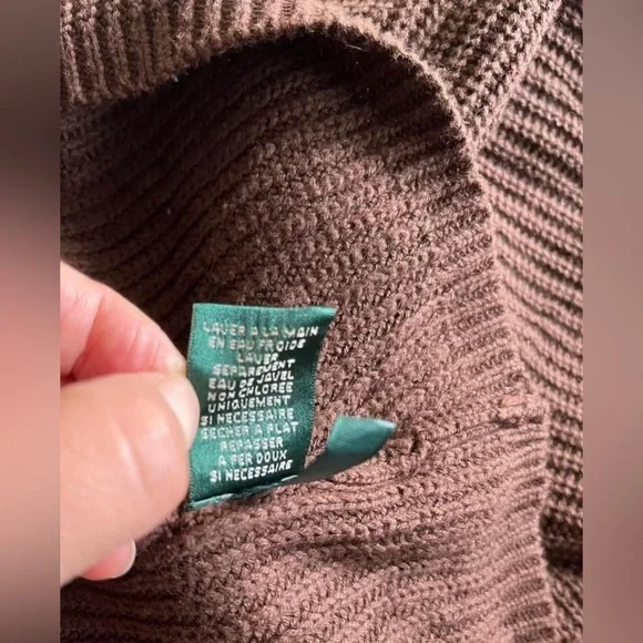 Lauren Ralph Lauren Women’s Brown Pullover Long Sleeve Sweater Size L - Picture 7 of 9